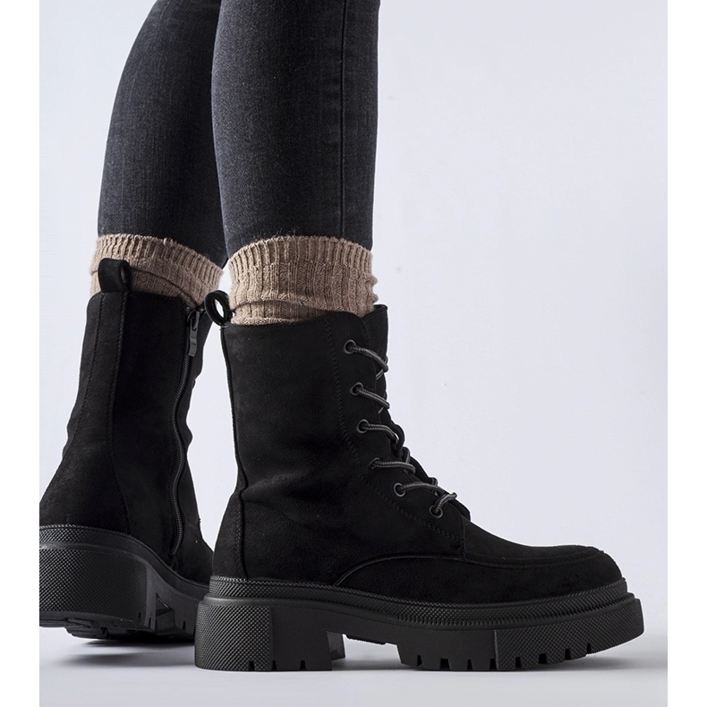 Adidași negri cu talpă Riel masivă negru 2