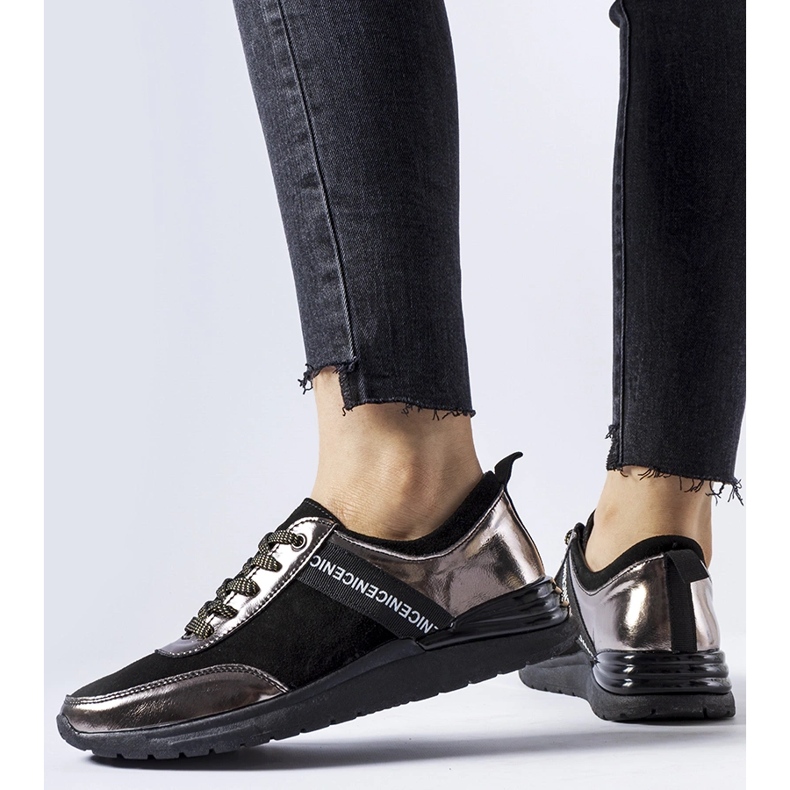 Adidași din piele neagră și gri de la Castelfidardo negru 1