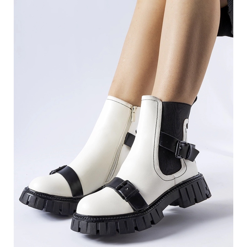 Botine albe cu talpă Fontarine masivă 1