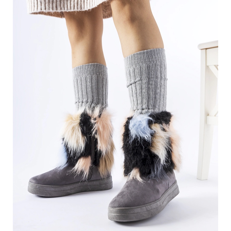 Cizme de zăpadă izolate gri cu blană de la Cordero 1 Cizme de zăpadă izolate gri cu blană de la Cordero 1