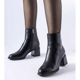 Botine negre izolate Fleurette cu toc înalt negru 1