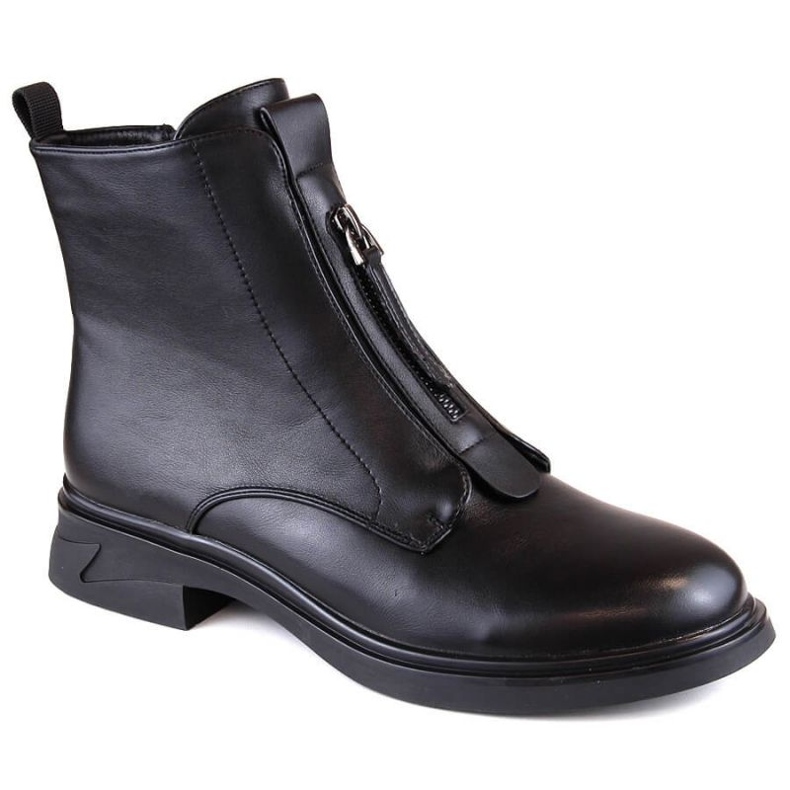 Botine izolate cu toc plat si fermoar, Filippo W PAW494, negre negru 1