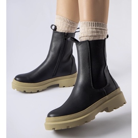 Cizme Georgette negre cu talpă măslinie negru 1