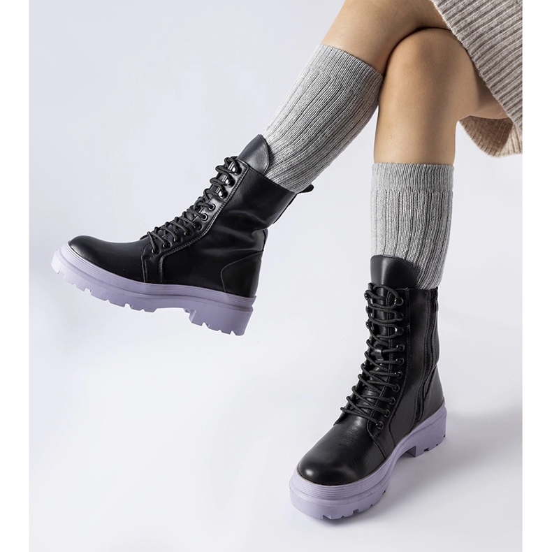 Adidași negri cu talpă Quennie colorată negru 1