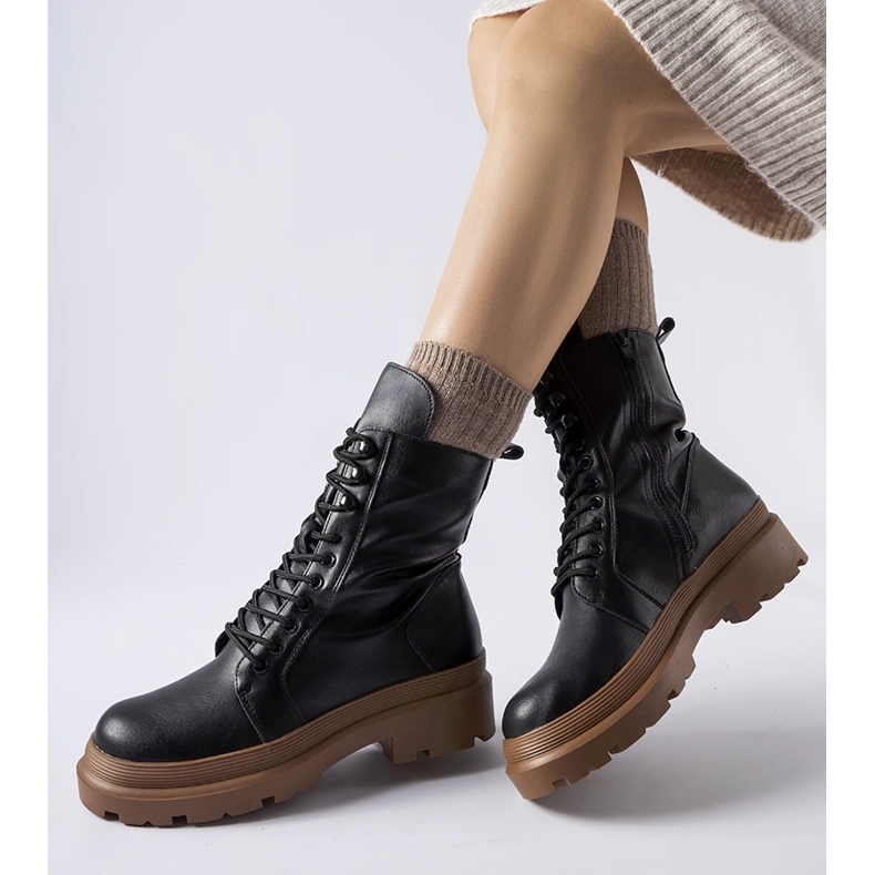 Adidași negri cu talpă Quennie colorată negru 1