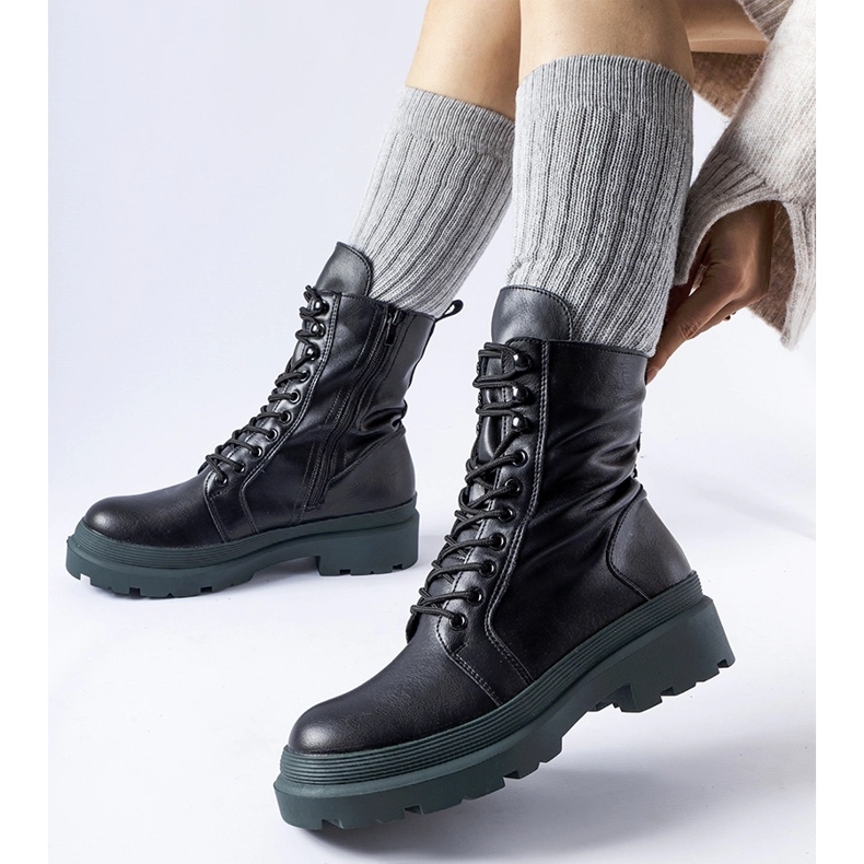 Adidași negri cu talpă Quennie colorată negru 2