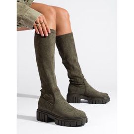 Cizme slip-on Shelovet de piele intoarsa verde inchis 1 Cizme slip-on Shelovet de piele intoarsa verde inchis 1