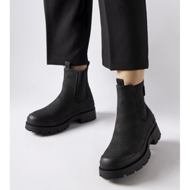 Botine negre Big Star MM274319 slip-on negru 2