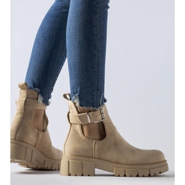 Botine bej cu închidere decorativă Sarrazin 1