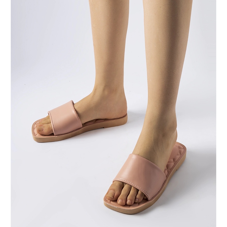 Șlapi Chatigny din cauciuc roz alb 1