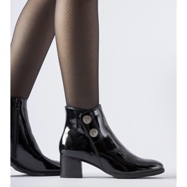 Botine negre lacuite cu toc jos de la Guido negru 2