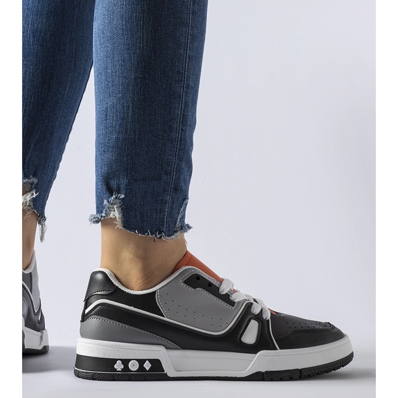 Pantofi negri Archie cu limbă portocalie negru 1