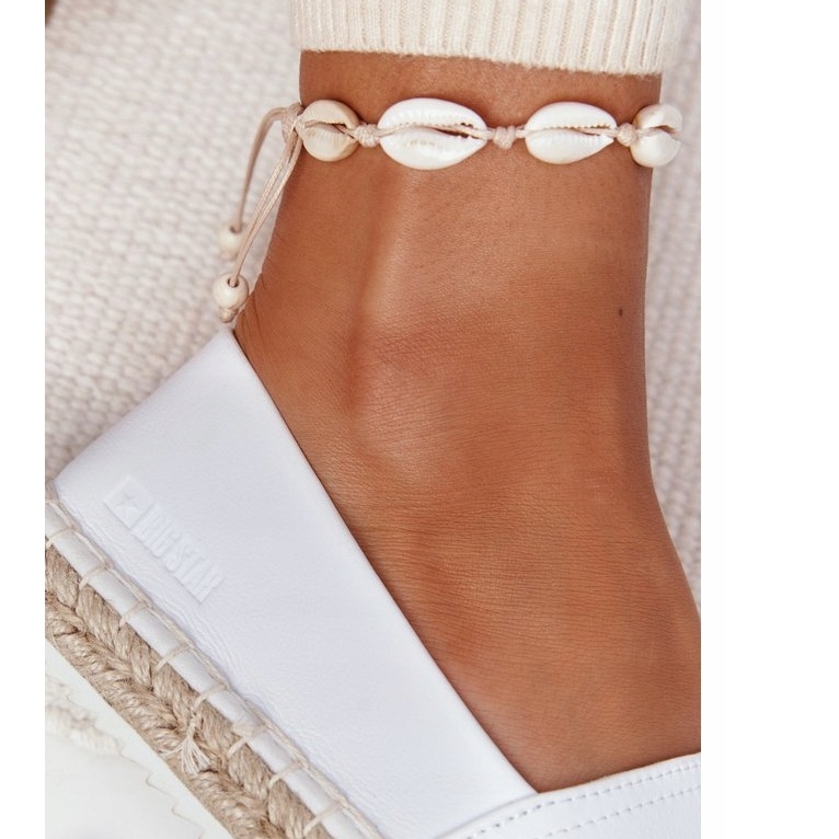 Espadrile din piele pe talpă împletită Big Star HH274506 Alb 1