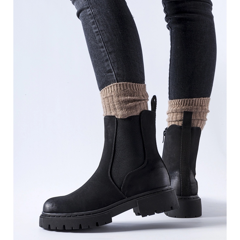 Botine mate izolate negre Piedalue negru 1