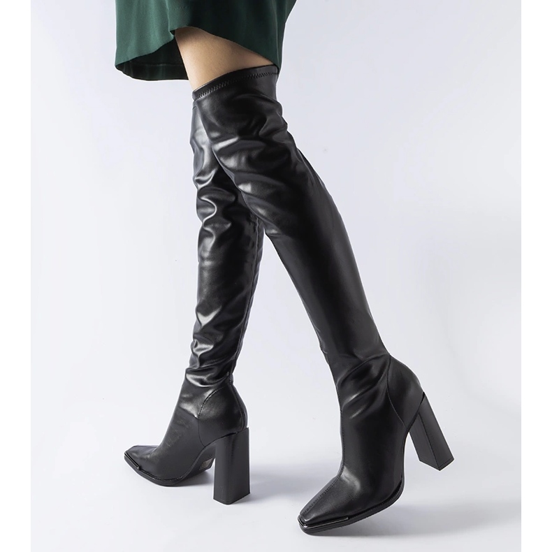 Cizme negre clasice cu toc de la Faubourg negru 1 Cizme negre clasice cu toc de la Faubourg negru 1