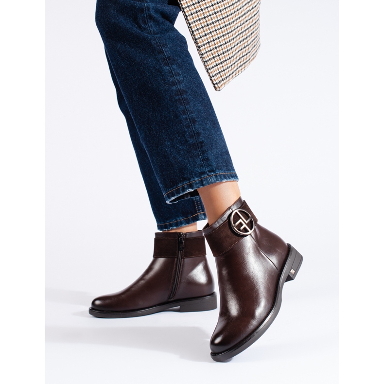 W. Potocki Cizme joase maro cu toc plat de la Potocki 1