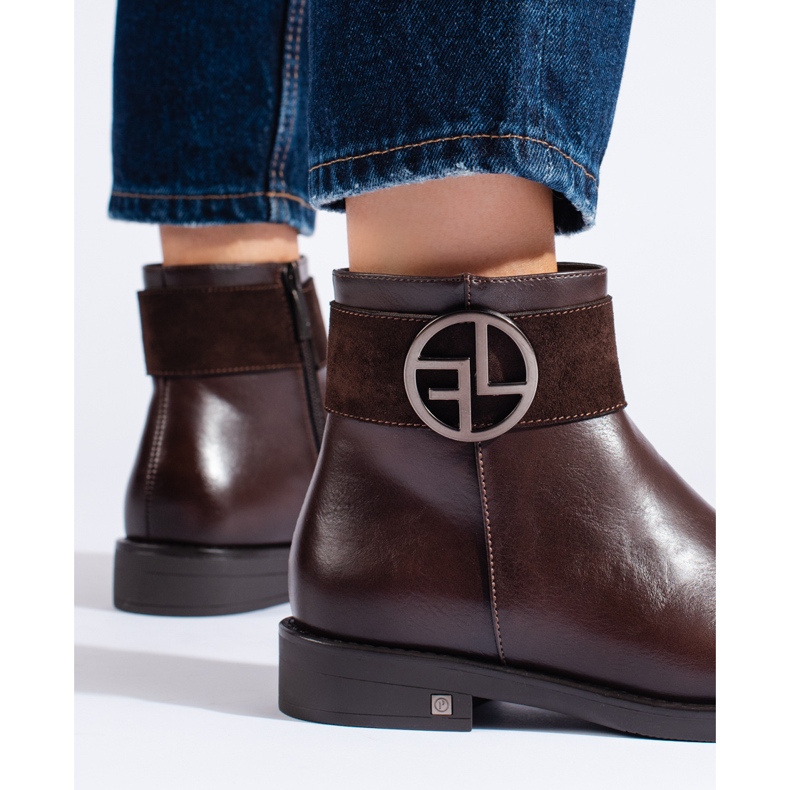 W. Potocki Cizme joase maro cu toc plat de la Potocki 2