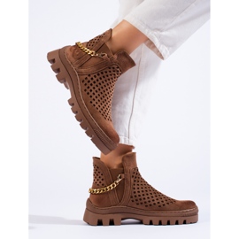 W. Potocki Botine din piele intoarsa ajurata de dama maro de la Potocki 1 W. Potocki Botine din piele intoarsa ajurata de dama maro de la Potocki 1