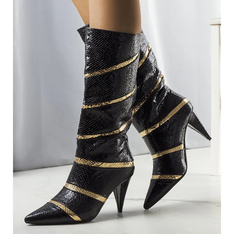 Cizme izolate Nevzo negre și aurii negru 1