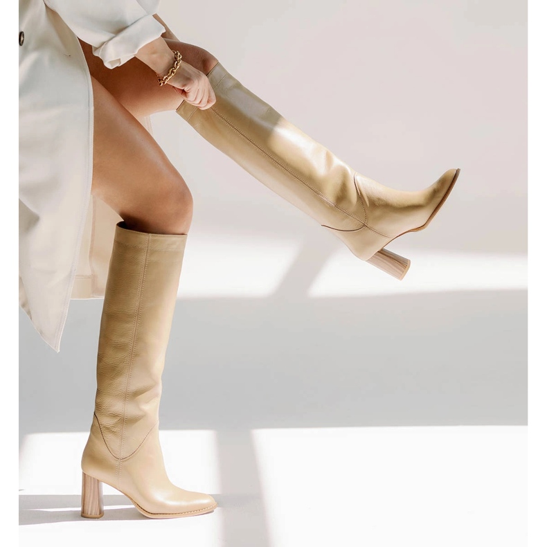 Marco Shoes Cizme cu toc înalt bej 2