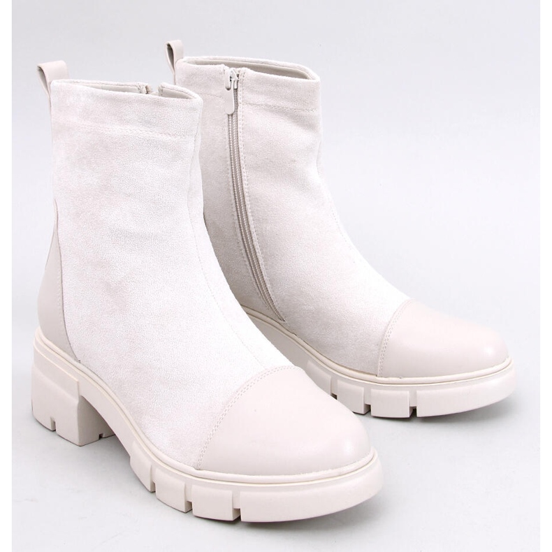 Botine Olson Beige cu toc lat bej 1