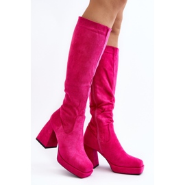 Cizme termoizolante pentru damă Layala Fuchsia, cu tocuri masive roz 1 Cizme termoizolante pentru damă Layala Fuchsia, cu tocuri masive roz 1
