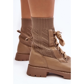 Cizme de damă cu șosete cu șireturi, gențiana maro 1 Cizme de damă cu șosete cu șireturi, gențiana maro 1