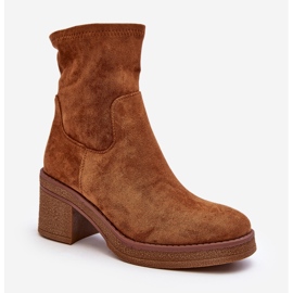 Botine de damă Camel Argastis cu toc înalt maro 1