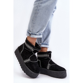 Cizme de zăpadă de damă, pe talpă groasă, cu șireturi, Milson negru 2