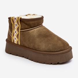 Cizme de zăpadă de damă din piele intoarsa cu talpa groasa, verde Vebissat 2