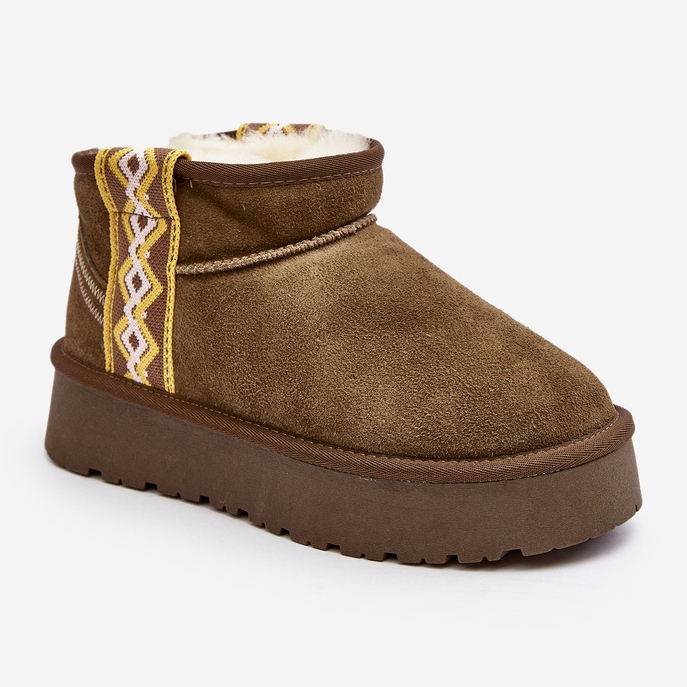 Cizme de zăpadă de damă din piele intoarsa cu talpa groasa, verde Vebissat 2