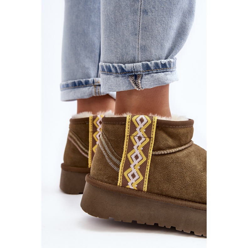 Cizme de zăpadă de damă din piele intoarsa cu talpa groasa, verde Vebissat 1