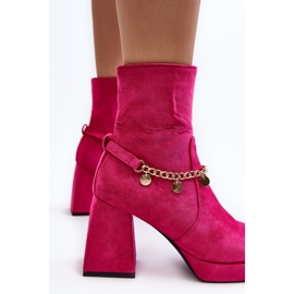 Botine de damă cu un lanț Fuchsia Tiselo roz 8