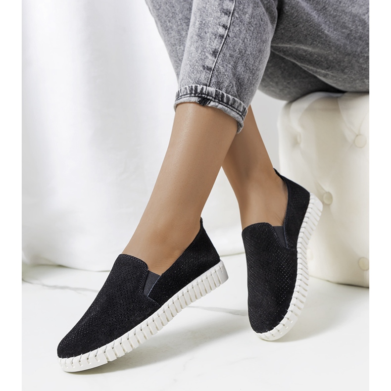 Tenisi Madiha din piele neagra negru 1