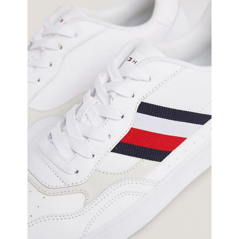 Pantofi Tommy Hilfiger Court Cupsole Retro Lth Stripes M FM0FM04828YBS alb 1