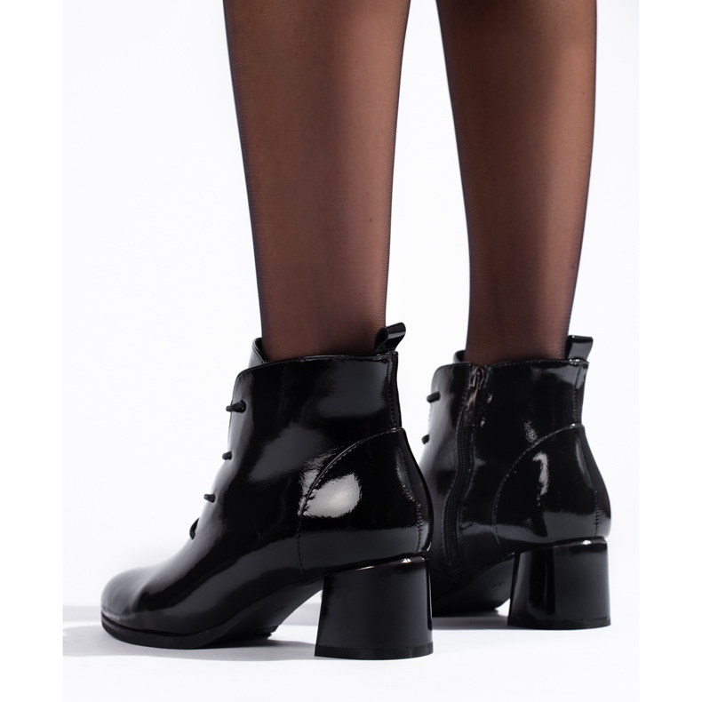 W. Potocki Cizme negre de dama Potocki din piele lacuita negru 2