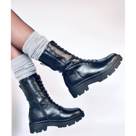 Botine Heap Nero cu șireturi negru 5