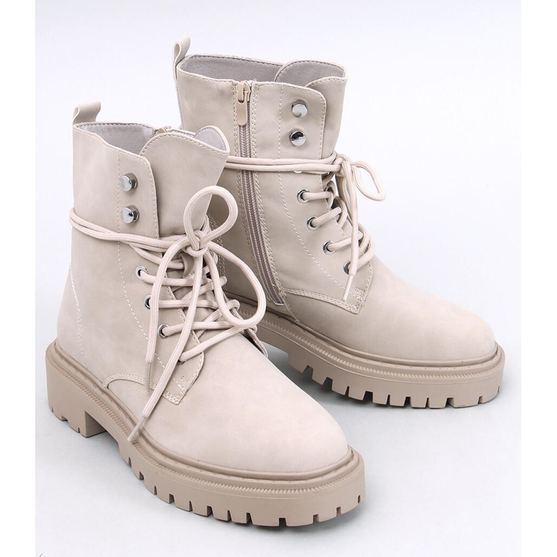 Botine Simmo Beige cu siret cu protectie bej 1