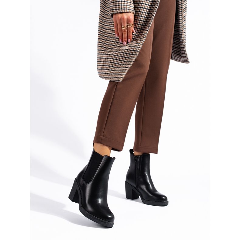 Botine clasice Shelovet negre negru 1 Botine clasice Shelovet negre negru 1