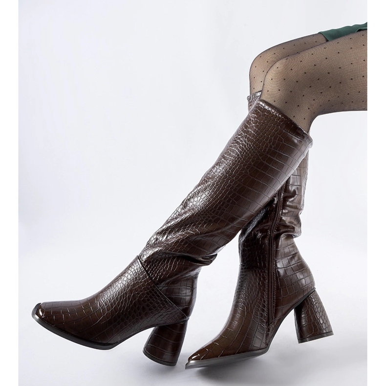 Cizme maro decorate cu relief Council 1