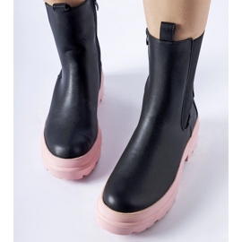 Botine Georgette negre cu talpa roz negru 1