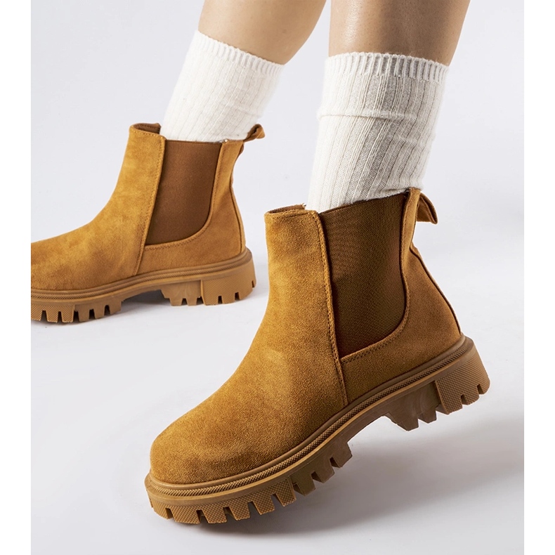 Botine Davenport caramel cu slip-on maro 1