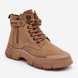 Botine dama din piele intoarsa izolata Bej Jailina 1