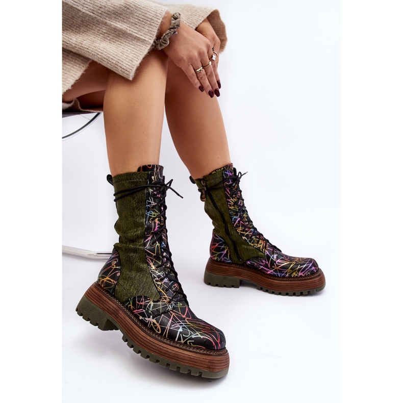 Cizme de damă pentru lucrător din piele Maciejka 06203-09 Multicolor negru 2