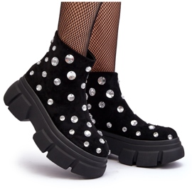 S.Barski Cizme Izolate Din piele intoarsa Cu Cristale D&amp;A MR870-83 Negru 4