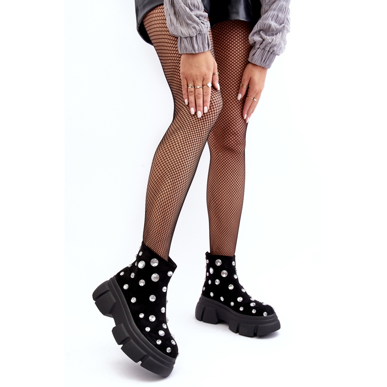 S.Barski Cizme Izolate Din piele intoarsa Cu Cristale D&amp;A MR870-83 Negru 1