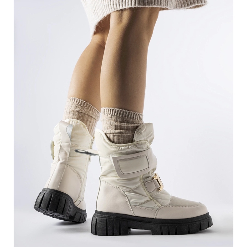 Cizme de zăpadă bej cu cataramă decorativă Athos 1