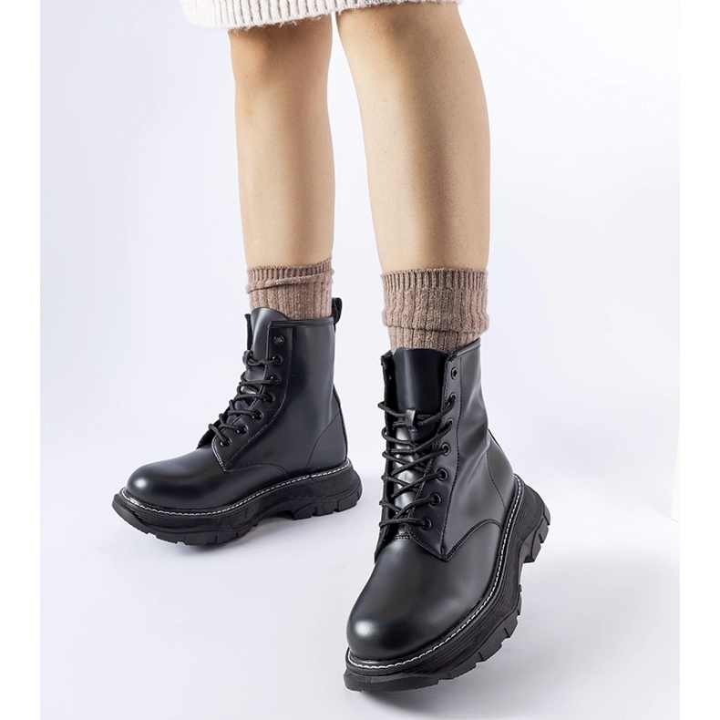 Pantofi negri pentru muncitori, cu o talpă Borsano masivă negru 1