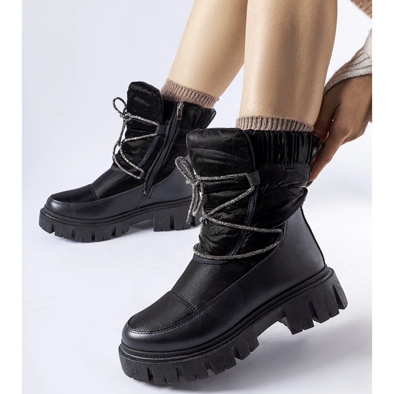 Cizme negre de zapada cu strasuri Pettenasco negru 1