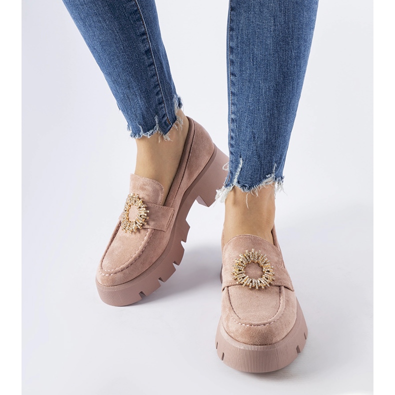 Mocasini roz decorati cu catarama Stanislas 1